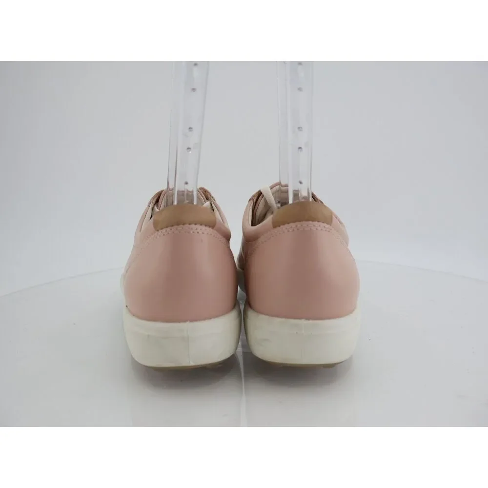 Ecco Women's Soft 7 Sneaker Size 43 12 Pink Blush Leather Lace Up Shoes Comfy